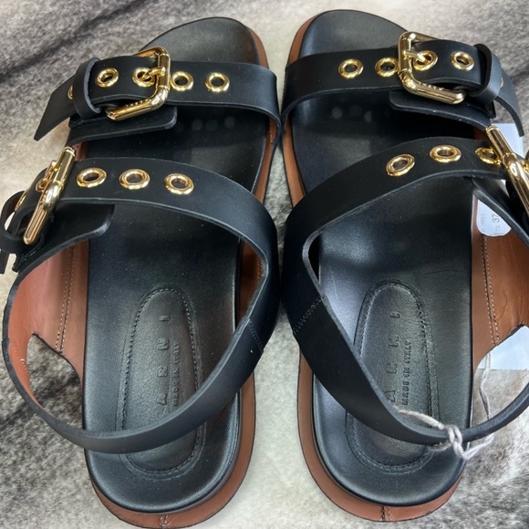 Marni Fussbett Leather Wrap Black/Maroon Sandals - Picture 3 of 9